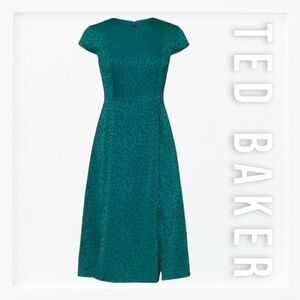 Ted Baker Green Bellana Leopard Dress sz 3